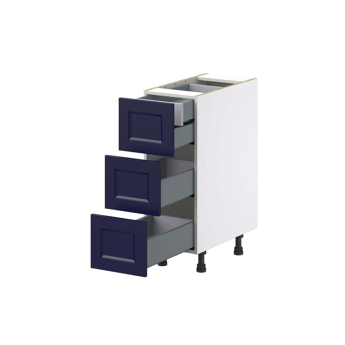 Hugo&Borg Lorette 12-in W x 34.5-in H x 24-in D Navy Blue 4-Drawer Base Fully Assembled Cabinet (Recessed Panel Style)