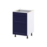 Hugo&Borg Lorette 21-in W x 34.5-in H x 24-in D Navy Blue 3-Drawer Base Fully Assembled Cabinet (Recessed Panel Style)