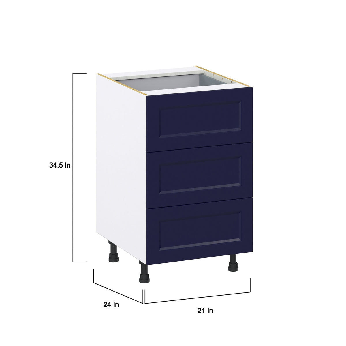 Hugo&Borg Lorette 21-in W x 34.5-in H x 24-in D Navy Blue 4-Drawer Base Fully Assembled Cabinet (Recessed Panel Style)