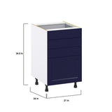 Hugo&Borg Lorette 21-in W x 34.5-in H x 24-in D Navy Blue 4-Drawer Base Fully Assembled Cabinet (Recessed Panel Style)