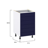 Hugo&Borg Lorette 21-in W x 34.5-in H x 24-in D Navy Blue 6-Drawer Base Fully Assembled Cabinet (Recessed Panel Style)