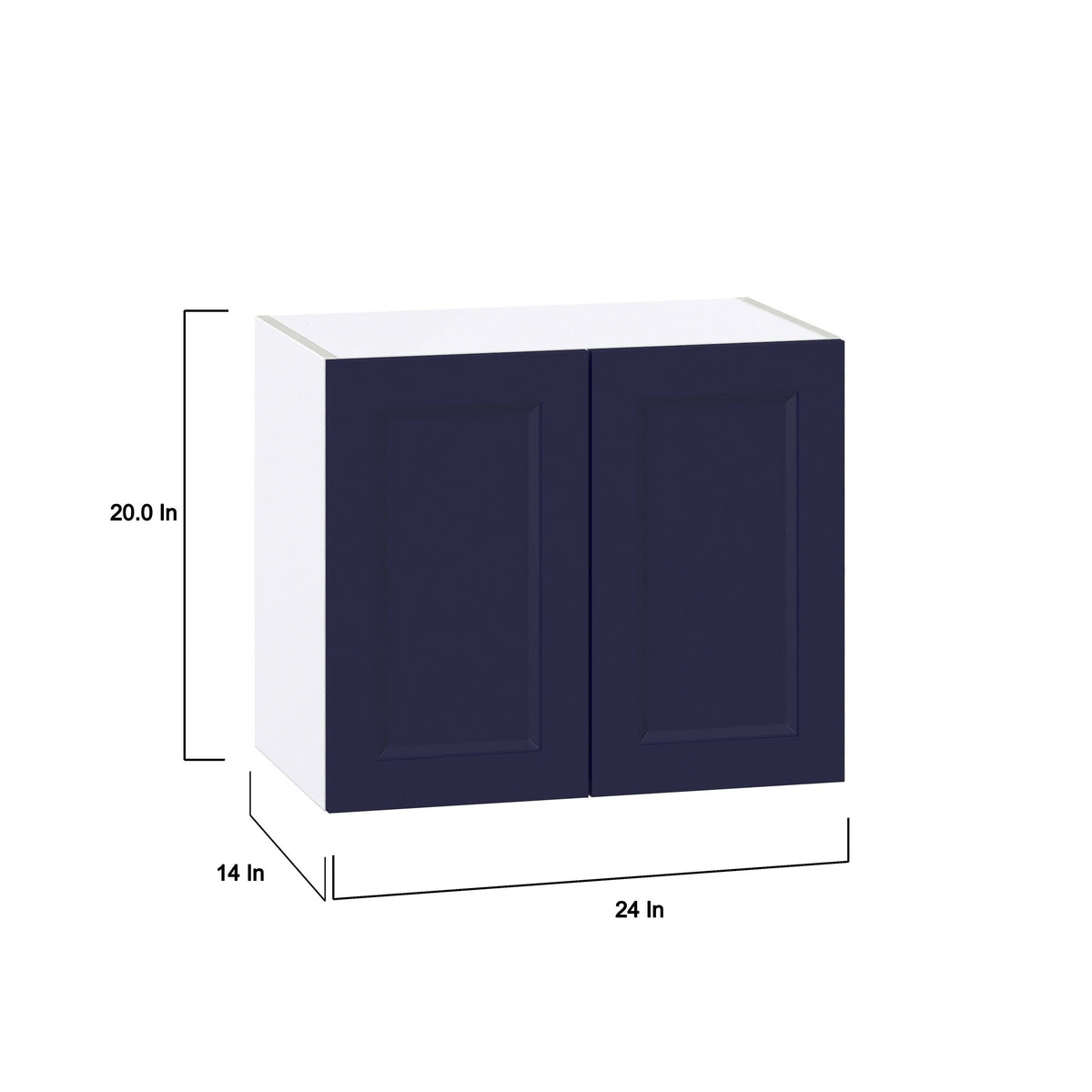 Hugo&Borg Lorette 24-in W x 20-in H x 14-in D Navy Blue Wall Fully Assembled Cabinet (Recessed Panel Shaker Door Style)