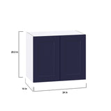 Hugo&Borg Lorette 24-in W x 20-in H x 14-in D Navy Blue Wall Fully Assembled Cabinet (Recessed Panel Shaker Door Style)
