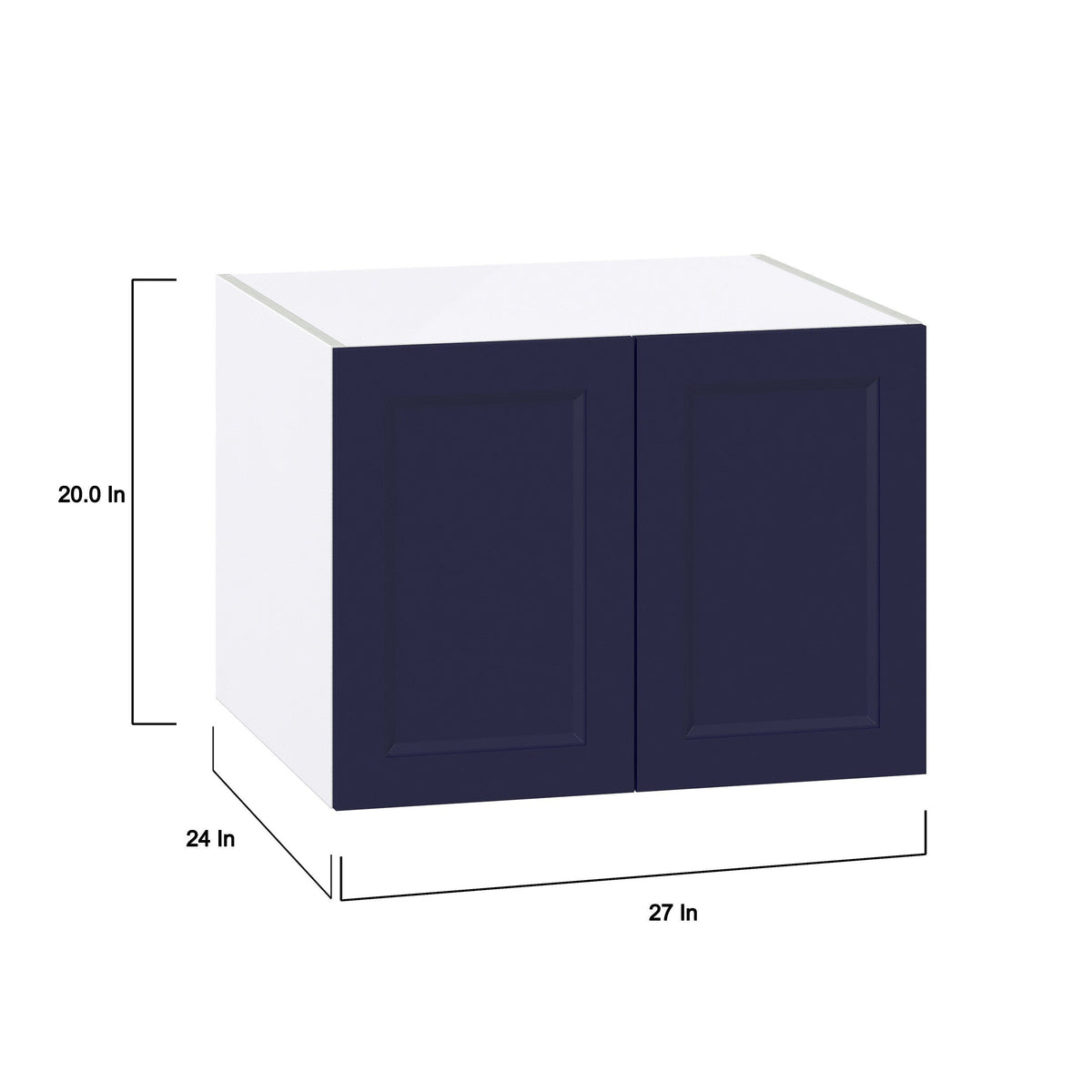 Hugo&Borg Lorette 27-in W x 20-in H x 24-in D Navy Blue Wall Fully Assembled Cabinet (Recessed Panel Shaker Door Style)
