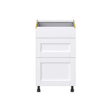 Hugo&Borg Rosemont 21-in W x 34.5-in H x 24-in D Glacier White 3-Drawer Base Fully Assembled Cabinet (Recessed Panel Style)