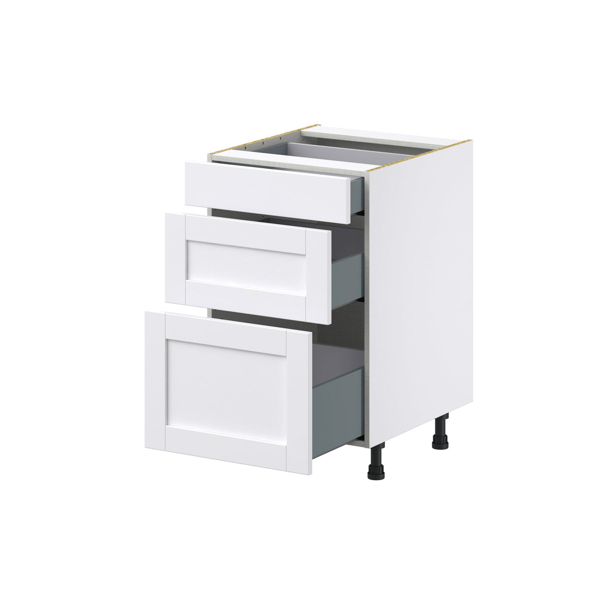 Hugo&Borg Rosemont 21-in W x 34.5-in H x 24-in D Glacier White 3-Drawer Base Fully Assembled Cabinet (Recessed Panel Style)