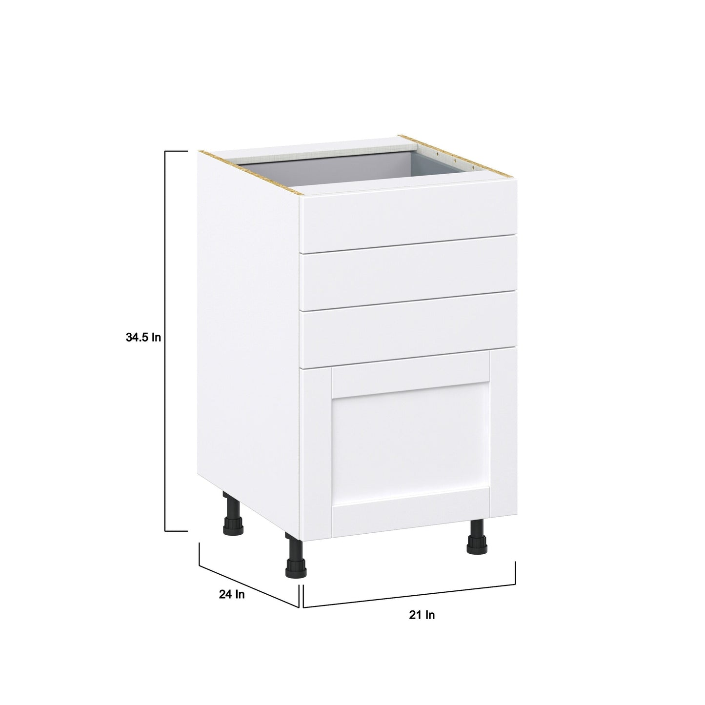 Hugo&Borg Rosemont 21-in W x 34.5-in H x 24-in D Glacier White 4-Drawer Base Fully Assembled Cabinet (Recessed Panel Style)