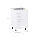 Hugo&Borg Rosemont 21-in W x 34.5-in H x 24-in D Glacier White 4-Drawer Base Fully Assembled Cabinet (Recessed Panel Style)