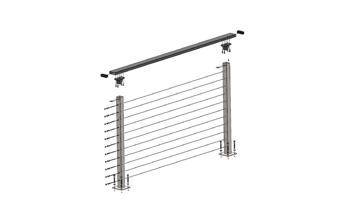 CityPost Deck Mount x 36-in Grey Steel Deck Cable Rail Kit