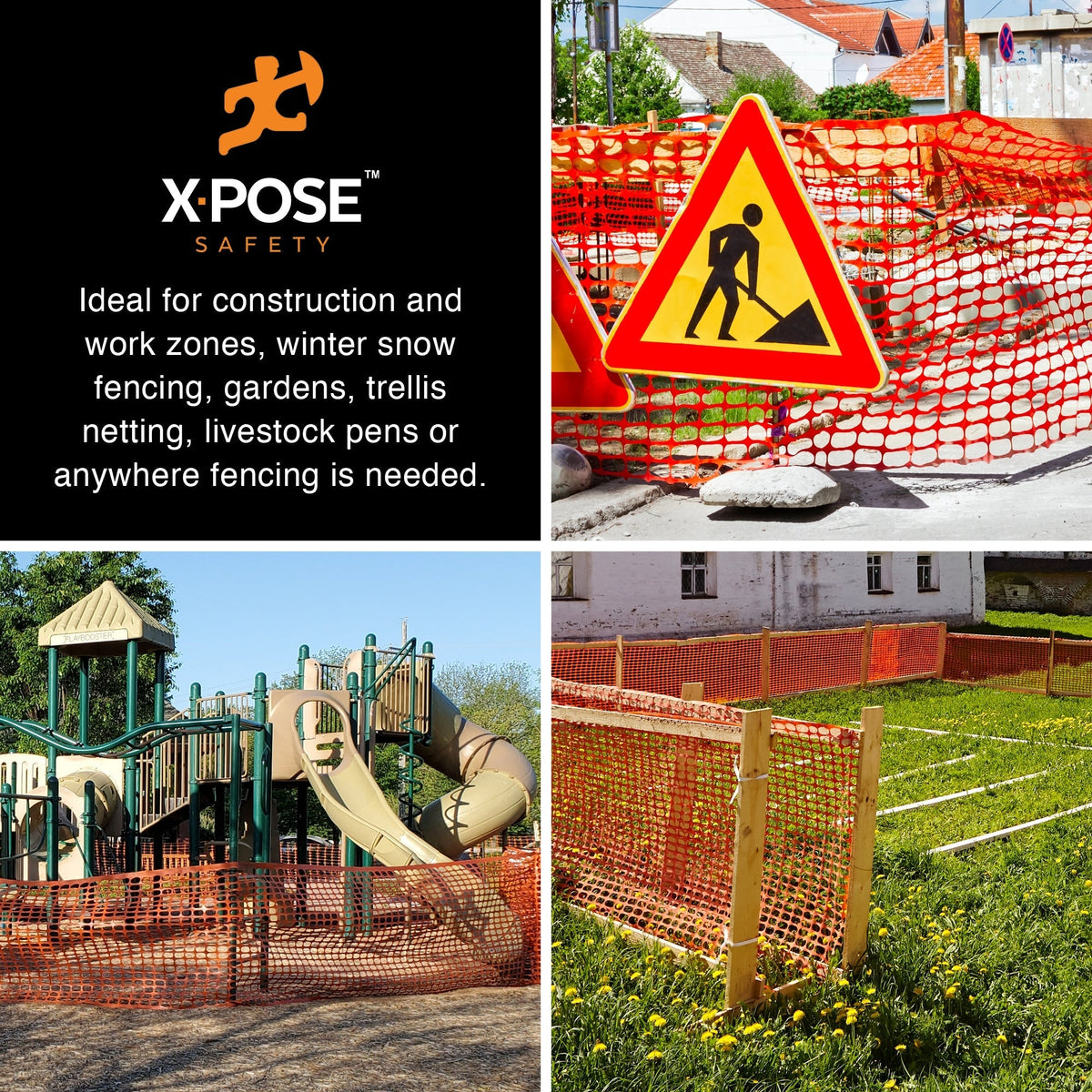 XPOSE SAFETY Orange PVC Bamboo Fence, 100ft x 4ft Roll