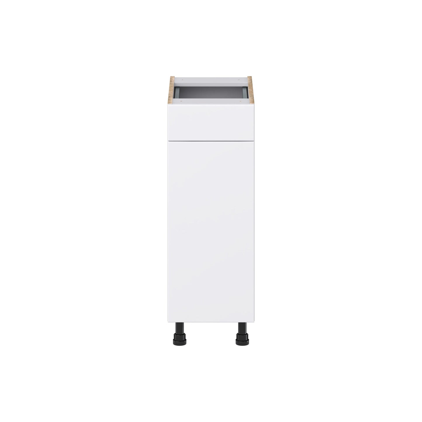 Hugo&Borg Lasalle 12-in W x 34.5-in H x 21-in D Bright White Slab 1-Drawer Base Fully Assembled Cabinet (Flat Panel Slab Door Style)