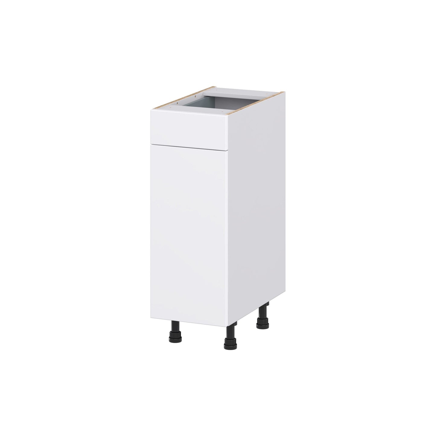 Hugo&Borg Lasalle 12-in W x 34.5-in H x 21-in D Bright White Slab 1-Drawer Base Fully Assembled Cabinet (Flat Panel Slab Door Style)