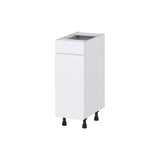 Hugo&Borg Lasalle 12-in W x 34.5-in H x 21-in D Bright White Slab 1-Drawer Base Fully Assembled Cabinet (Flat Panel Slab Door Style)