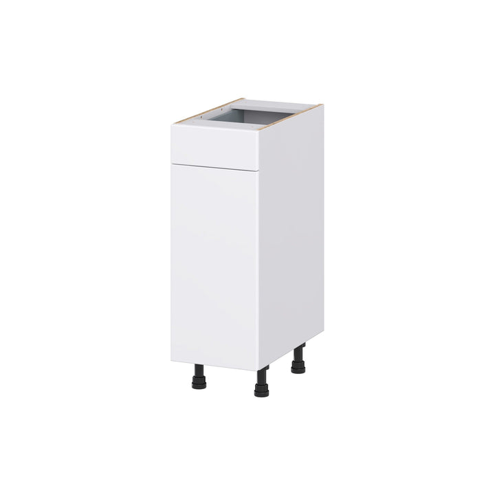 Hugo&Borg Lasalle 12-in W x 34.5-in H x 21-in D Bright White Slab 1-Drawer Base Fully Assembled Cabinet (Flat Panel Slab Door Style)