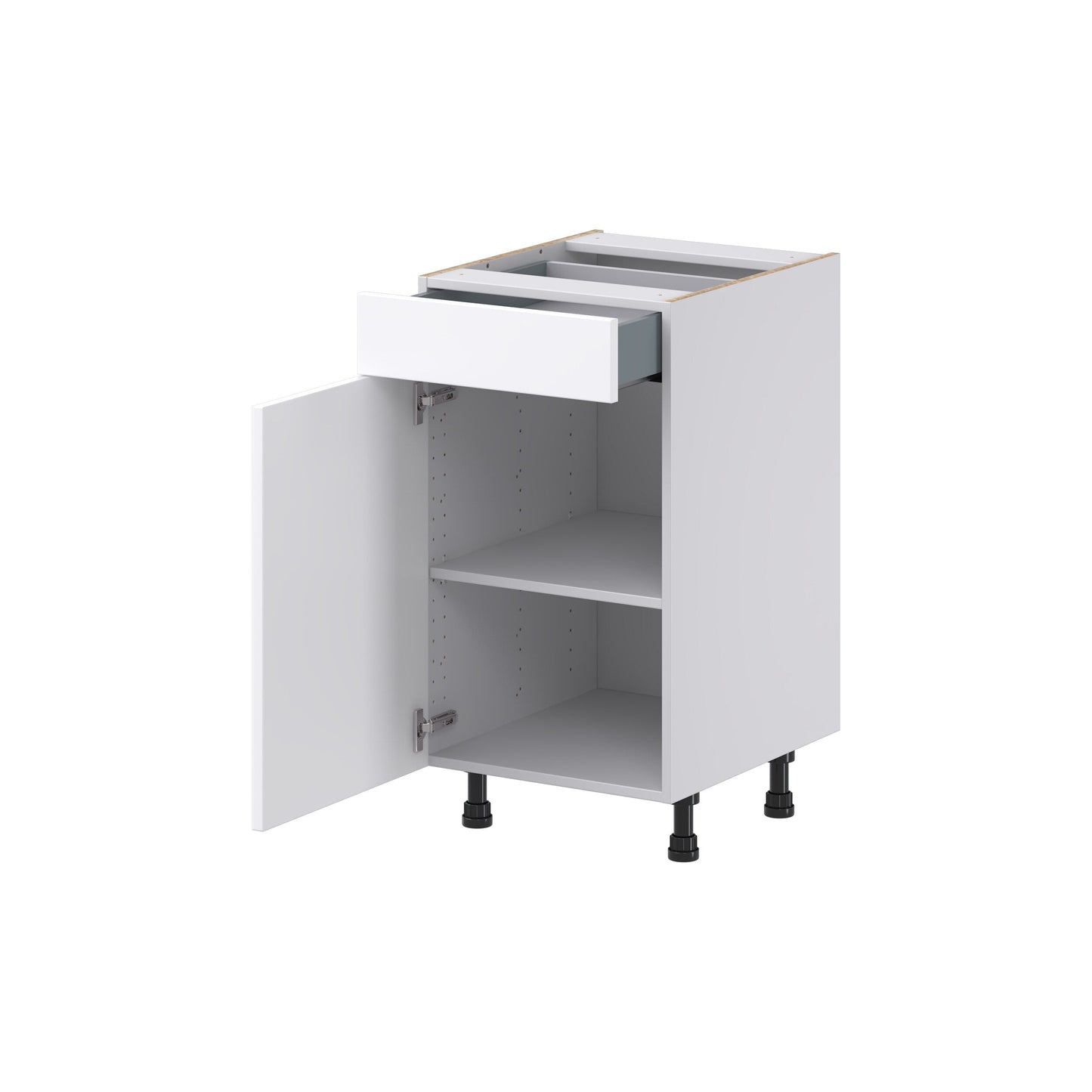Hugo&Borg Lasalle 18-in W x 34.5-in H x 21-in D Bright White Slab 1-Drawer Base Fully Assembled Cabinet (Flat Panel Slab Door Style)