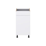 Hugo&Borg Lasalle 18-in W x 34.5-in H x 21-in D Bright White Slab 1-Drawer Base Fully Assembled Cabinet (Flat Panel Slab Door Style)