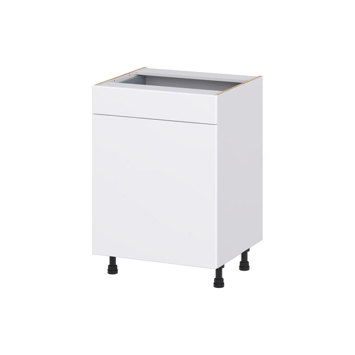 Hugo&Borg Lasalle 24-in W x 34.5-in H x 21-in D Bright White Slab 1-Drawer Base Fully Assembled Cabinet (Flat Panel Slab Door Style)