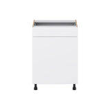 Hugo&Borg Lasalle 24-in W x 34.5-in H x 21-in D Bright White Slab 1-Drawer Base Fully Assembled Cabinet (Flat Panel Slab Door Style)
