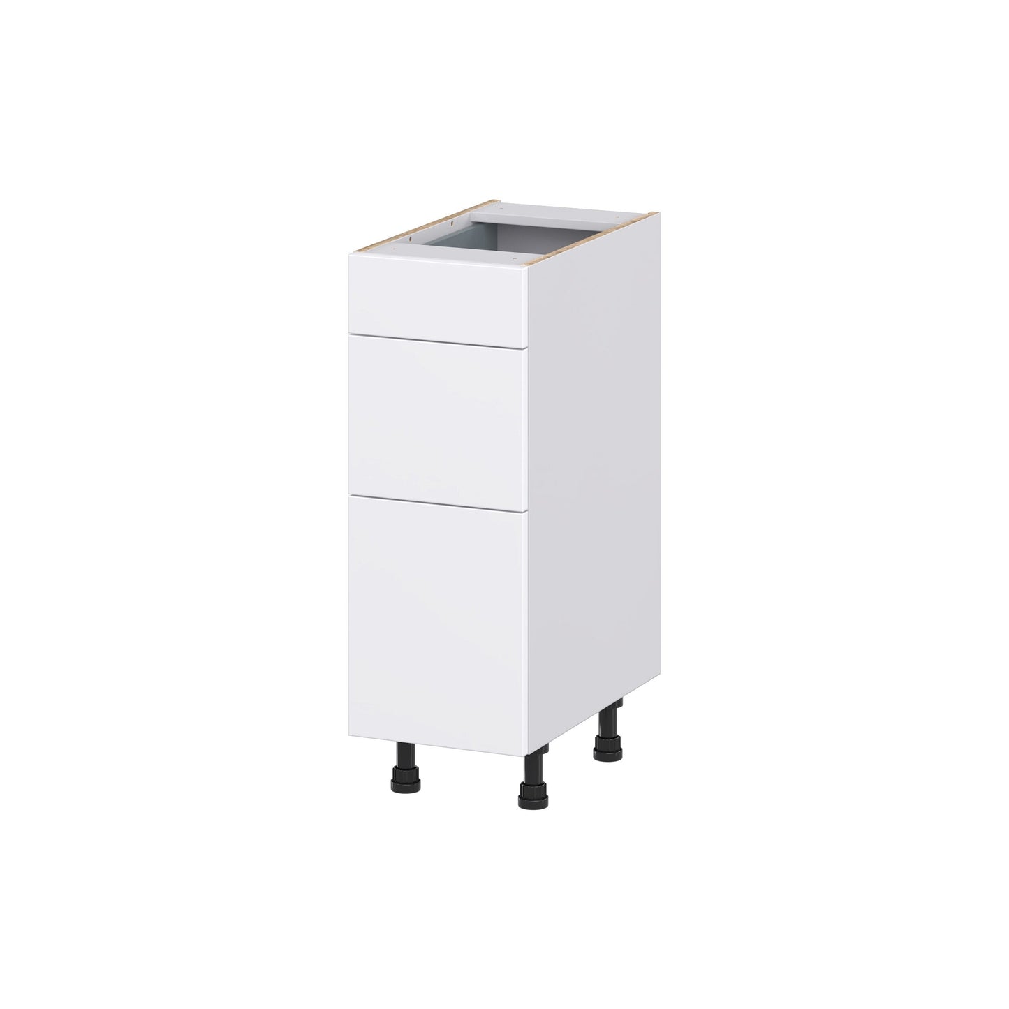 Hugo&Borg Lasalle 12-in W x 34.5-in H x 21-in D Bright White Slab 3-Drawer Base Fully Assembled Cabinet (Flat Panel Style)