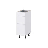 Hugo&Borg Lasalle 12-in W x 34.5-in H x 21-in D Bright White Slab 3-Drawer Base Fully Assembled Cabinet (Flat Panel Style)