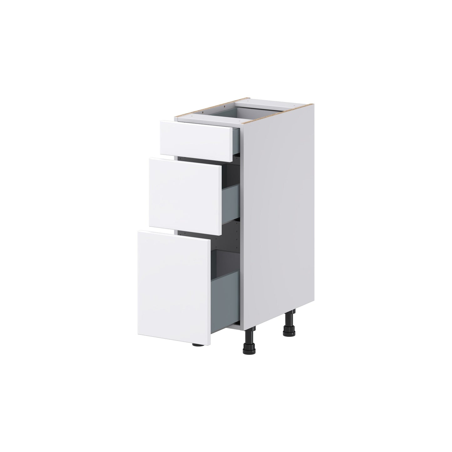 Hugo&Borg Lasalle 12-in W x 34.5-in H x 21-in D Bright White Slab 3-Drawer Base Fully Assembled Cabinet (Flat Panel Style)