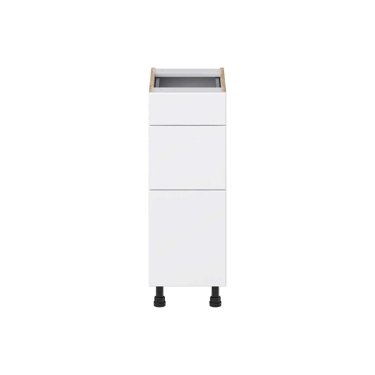 Hugo&Borg Lasalle 12-in W x 34.5-in H x 21-in D Bright White Slab 3-Drawer Base Fully Assembled Cabinet (Flat Panel Style)