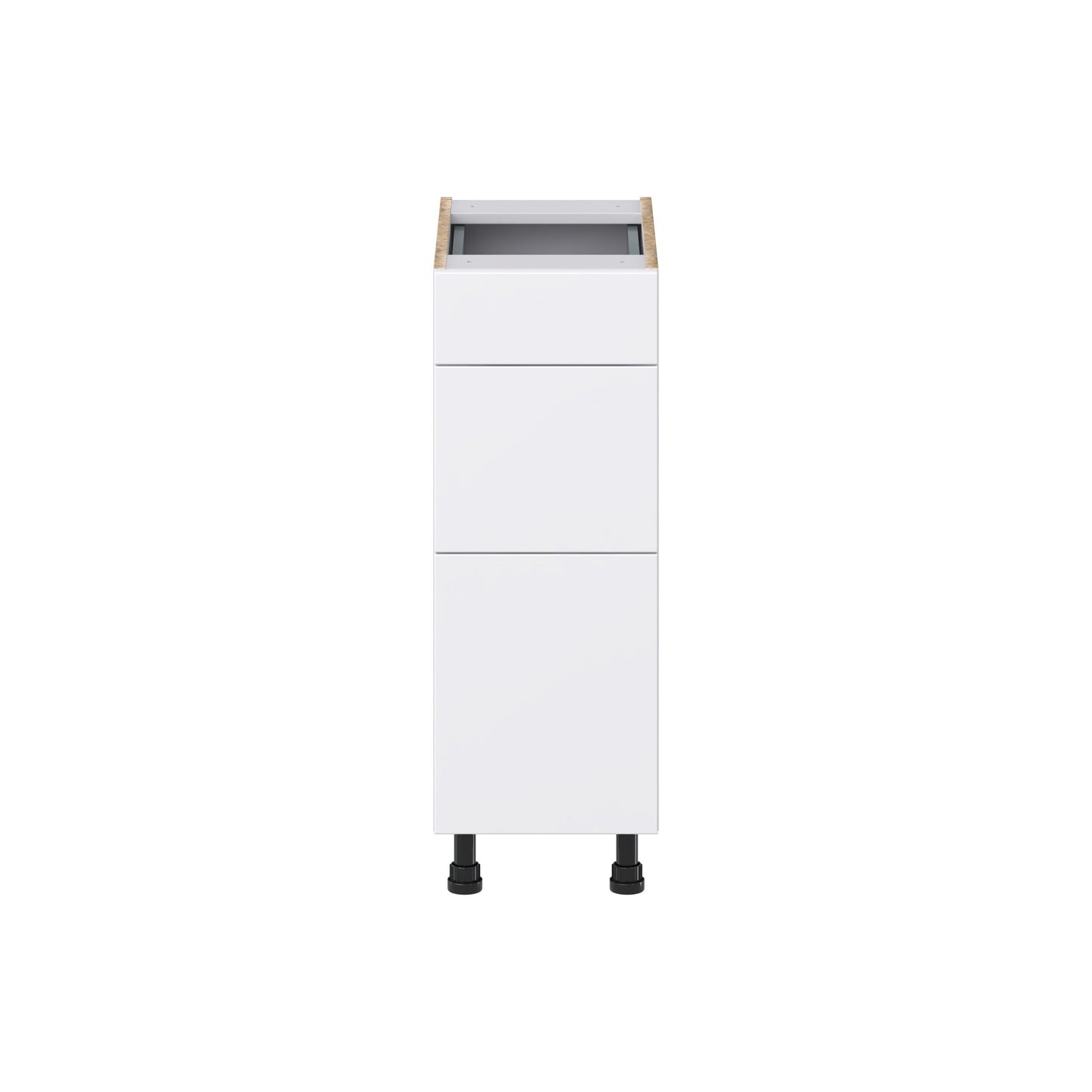 Hugo&Borg Lasalle 12-in W x 34.5-in H x 21-in D Bright White Slab 3-Drawer Base Fully Assembled Cabinet (Flat Panel Style)