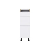 Hugo&Borg Lasalle 12-in W x 34.5-in H x 21-in D Bright White Slab 3-Drawer Base Fully Assembled Cabinet (Flat Panel Style)