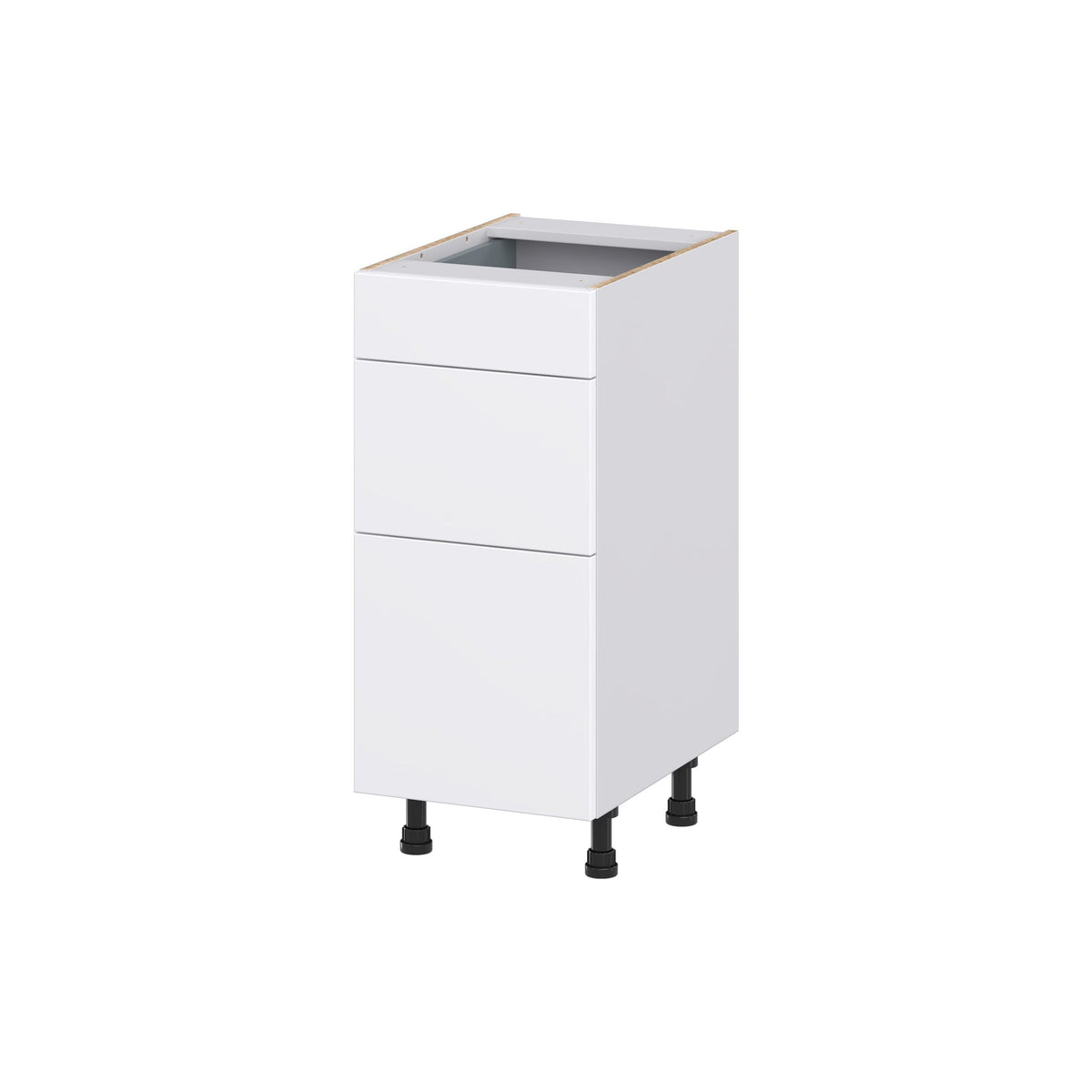 Hugo&Borg Lasalle 15-in W x 34.5-in H x 21-in D Bright White Slab 3-Drawer Base Fully Assembled Cabinet (Flat Panel Style)