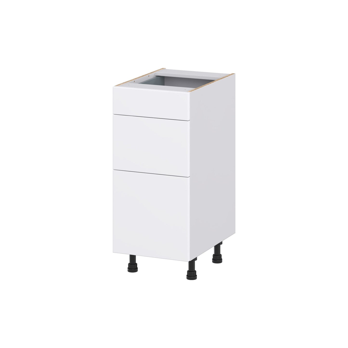 Hugo&Borg Lasalle 15-in W x 34.5-in H x 21-in D Bright White Slab 3-Drawer Base Fully Assembled Cabinet (Flat Panel Style)