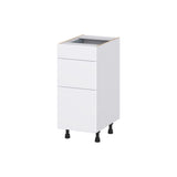Hugo&Borg Lasalle 15-in W x 34.5-in H x 21-in D Bright White Slab 3-Drawer Base Fully Assembled Cabinet (Flat Panel Style)