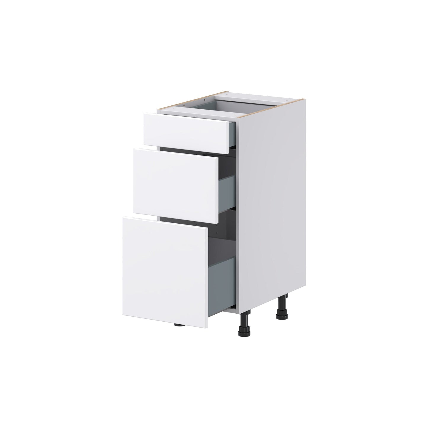 Hugo&Borg Lasalle 15-in W x 34.5-in H x 21-in D Bright White Slab 3-Drawer Base Fully Assembled Cabinet (Flat Panel Style)