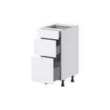 Hugo&Borg Lasalle 15-in W x 34.5-in H x 21-in D Bright White Slab 3-Drawer Base Fully Assembled Cabinet (Flat Panel Style)