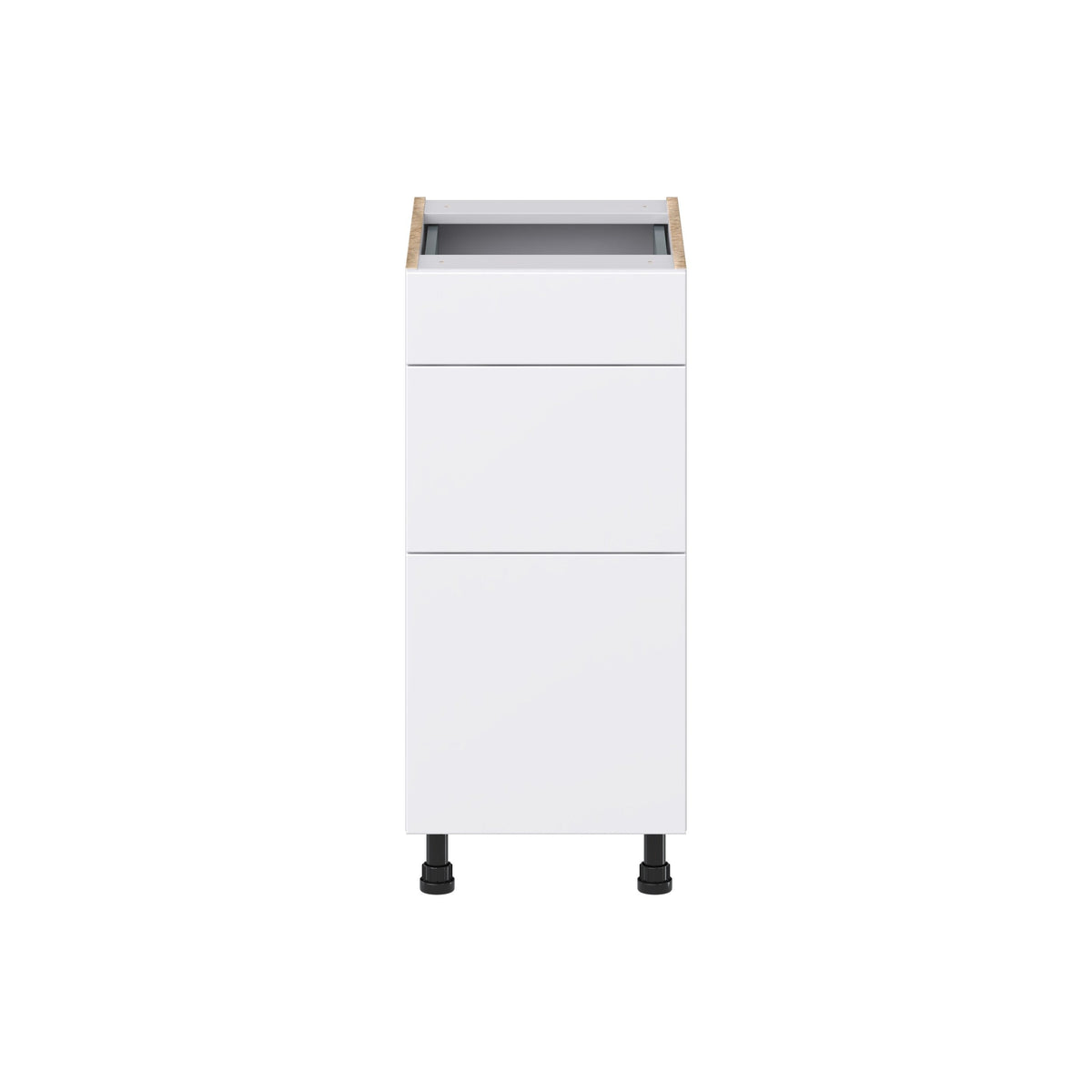 Hugo&Borg Lasalle 15-in W x 34.5-in H x 21-in D Bright White Slab 3-Drawer Base Fully Assembled Cabinet (Flat Panel Style)