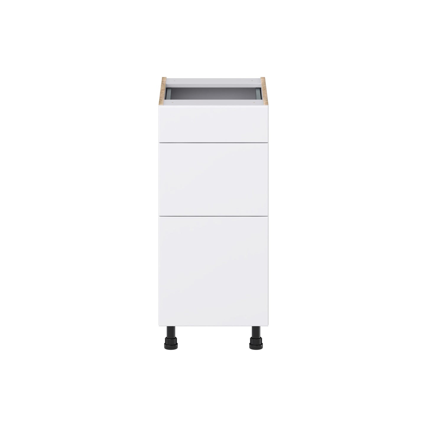 Hugo&Borg Lasalle 15-in W x 34.5-in H x 21-in D Bright White Slab 3-Drawer Base Fully Assembled Cabinet (Flat Panel Style)