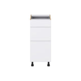 Hugo&Borg Lasalle 15-in W x 34.5-in H x 21-in D Bright White Slab 3-Drawer Base Fully Assembled Cabinet (Flat Panel Style)