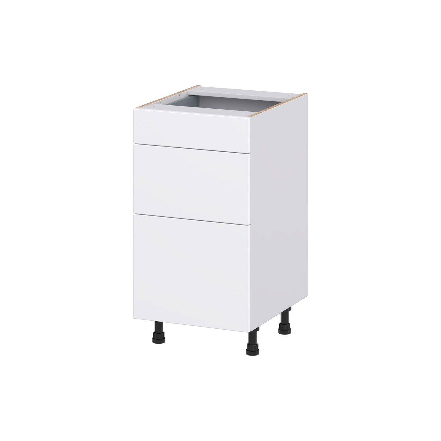 Hugo&Borg Lasalle 18-in W x 34.5-in H x 21-in D Bright White Slab 3-Drawer Base Fully Assembled Cabinet (Flat Panel Style)