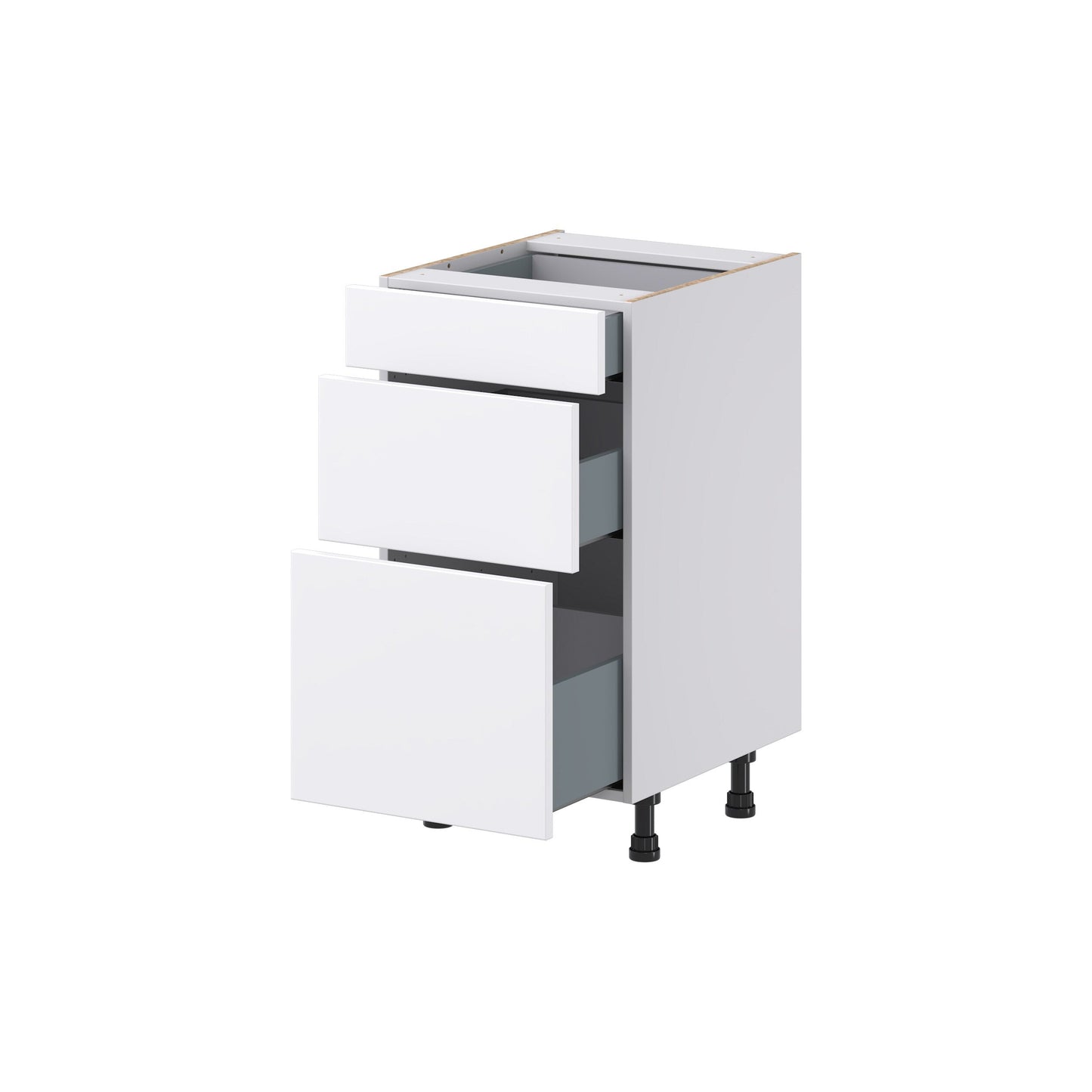 Hugo&Borg Lasalle 18-in W x 34.5-in H x 21-in D Bright White Slab 3-Drawer Base Fully Assembled Cabinet (Flat Panel Style)