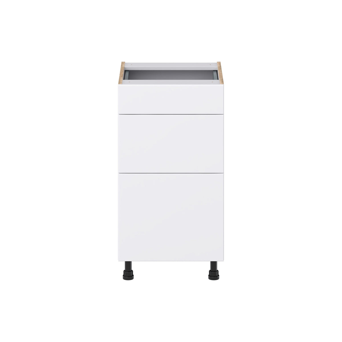 Hugo&Borg Lasalle 18-in W x 34.5-in H x 21-in D Bright White Slab 3-Drawer Base Fully Assembled Cabinet (Flat Panel Style)