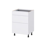 Hugo&Borg Lasalle 24-in W x 34.5-in H x 21-in D Bright White Slab 3-Drawer Base Fully Assembled Cabinet (Flat Panel Style)