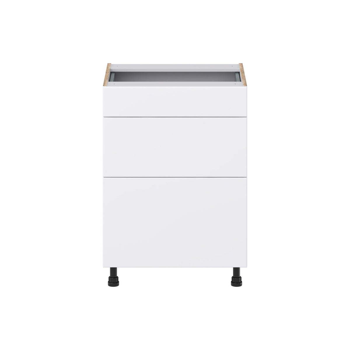 Hugo&Borg Lasalle 24-in W x 34.5-in H x 21-in D Bright White Slab 3-Drawer Base Fully Assembled Cabinet (Flat Panel Style)