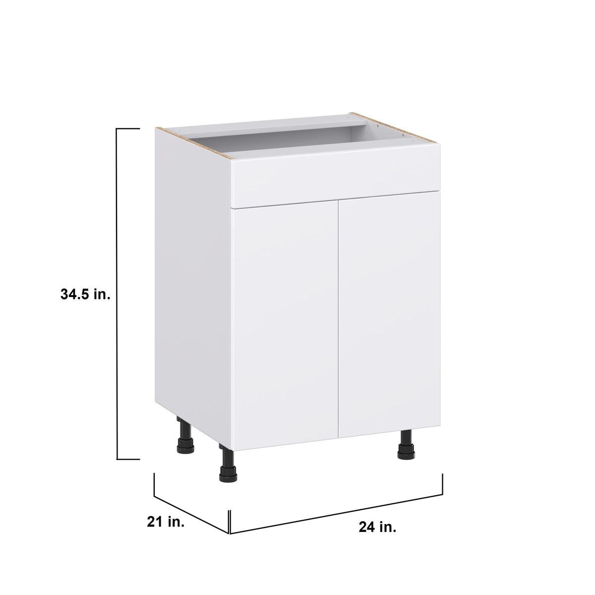 Hugo&Borg Lasalle 24-in W x 34.5-in H x 21-in D Bright White Slab Sink Base Fully Assembled Cabinet (Flat Panel Slab Style)