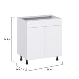 Hugo&Borg Lasalle 30-in W x 34.5-in H x 21-in D Bright White Slab Sink Base Fully Assembled Cabinet (Flat Panel Slab Style)