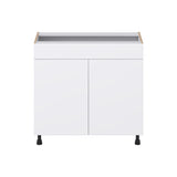 Hugo&Borg Lasalle 36-in W x 34.5-in H x 21-in D Bright White Slab Sink Base Fully Assembled Cabinet (Flat Panel Slab Style)