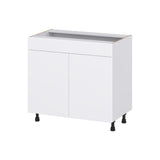 Hugo&Borg Lasalle 36-in W x 34.5-in H x 21-in D Bright White Slab Sink Base Fully Assembled Cabinet (Flat Panel Slab Style)