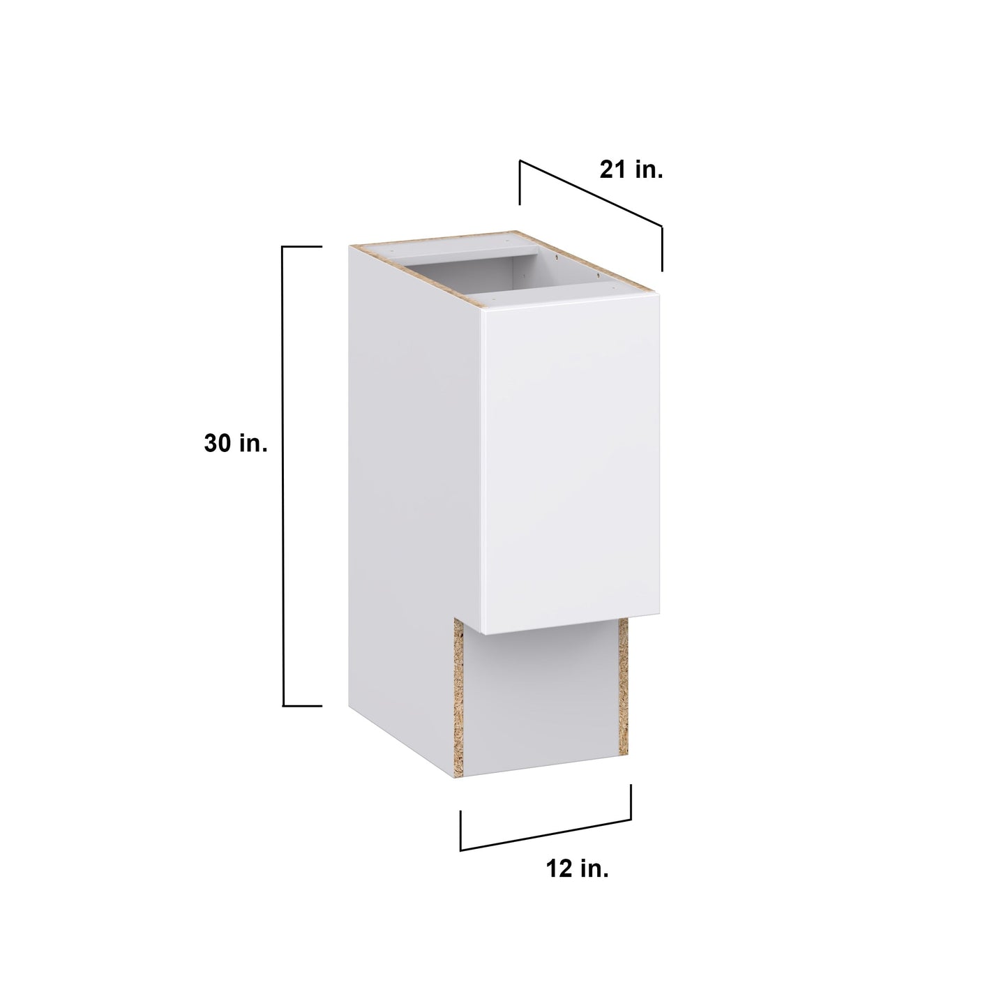 Hugo&Borg Lasalle 12-in W x 34.5-in H x 21-in D Bright White Slab Base Fully Assembled Cabinet (Flat Panel Slab Door Style)