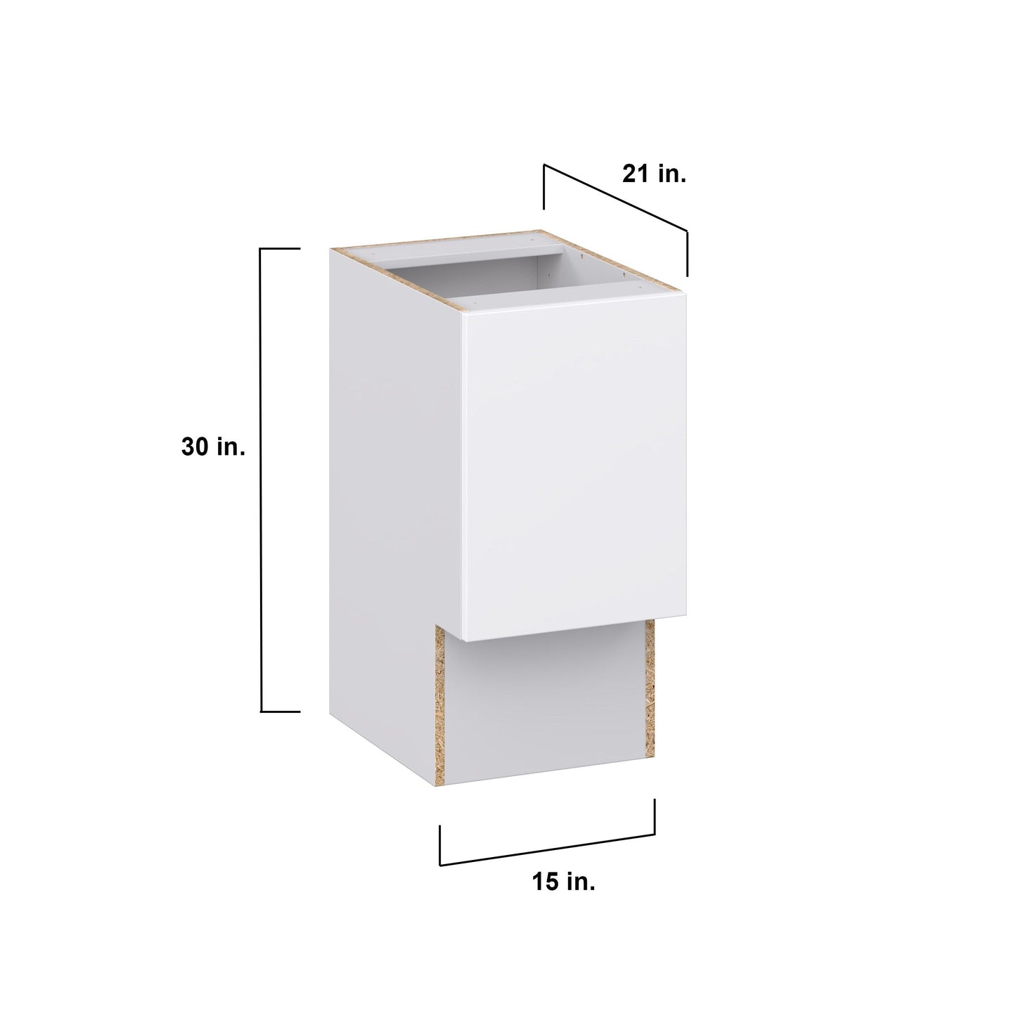 Hugo&Borg Lasalle 15-in W x 34.5-in H x 21-in D Bright White Slab Base Fully Assembled Cabinet (Flat Panel Slab Door Style)