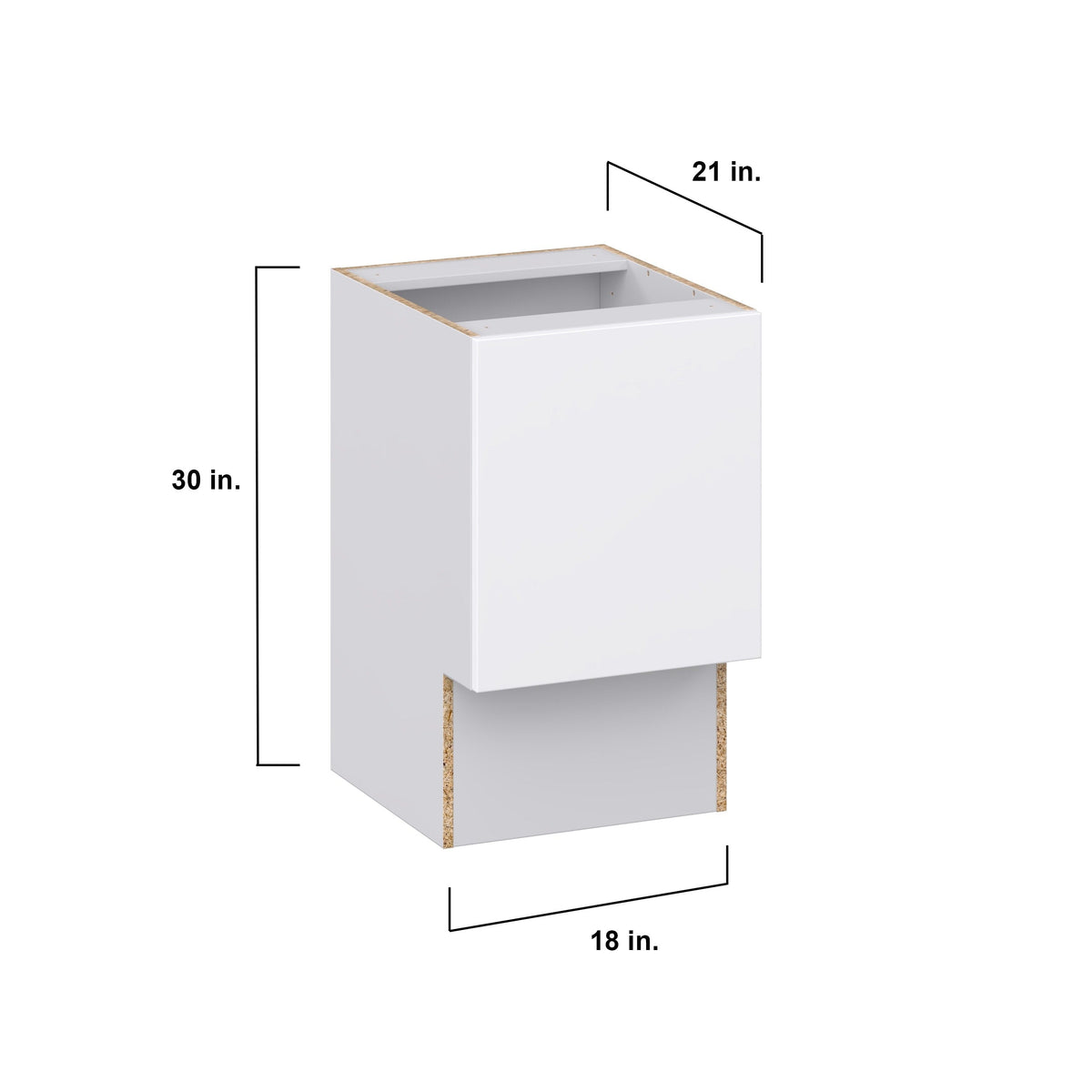Hugo&Borg Lasalle 18-in W x 34.5-in H x 21-in D Bright White Slab Base Fully Assembled Cabinet (Flat Panel Slab Door Style)