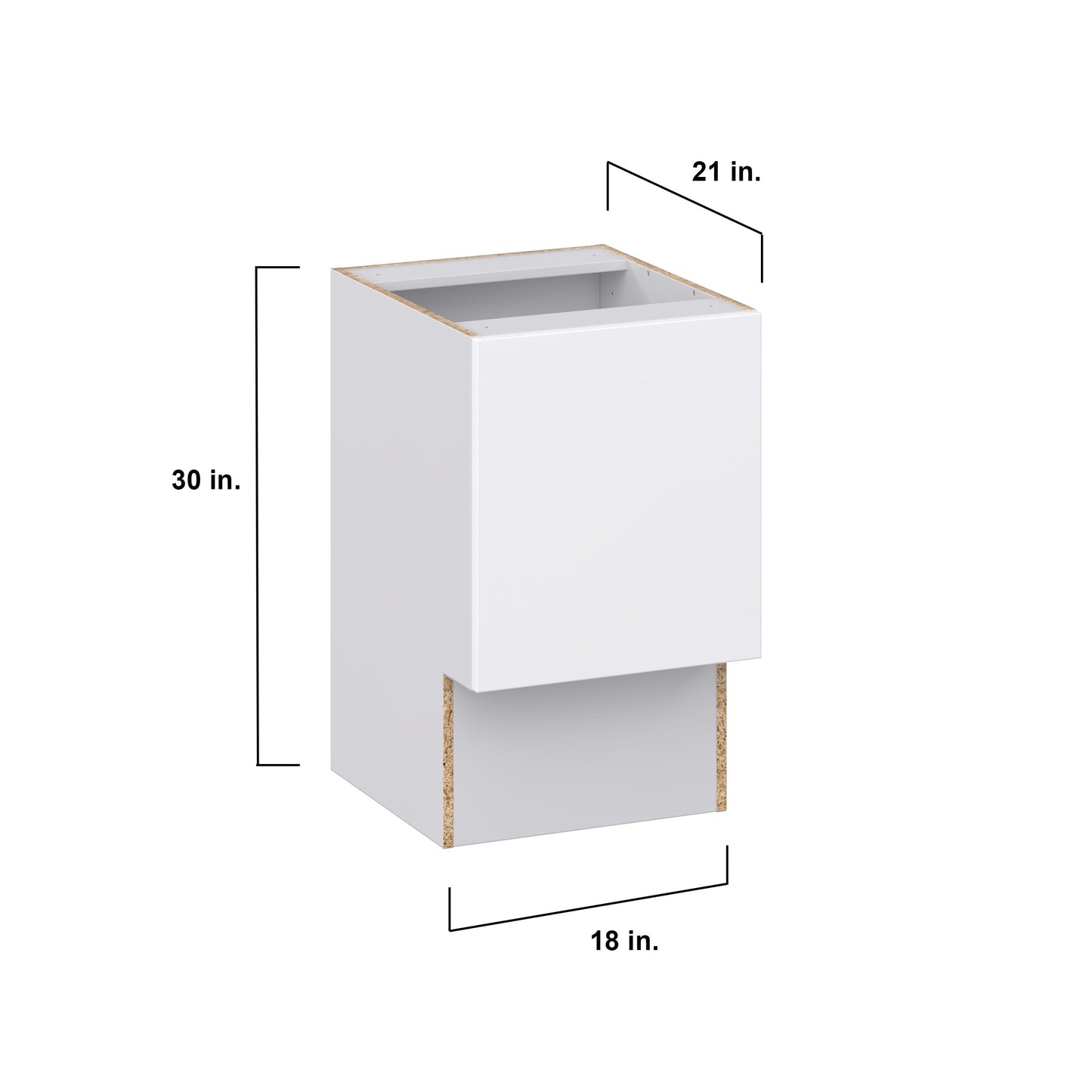 Hugo&Borg Lasalle 18-in W x 34.5-in H x 21-in D Bright White Slab Base Fully Assembled Cabinet (Flat Panel Slab Door Style)