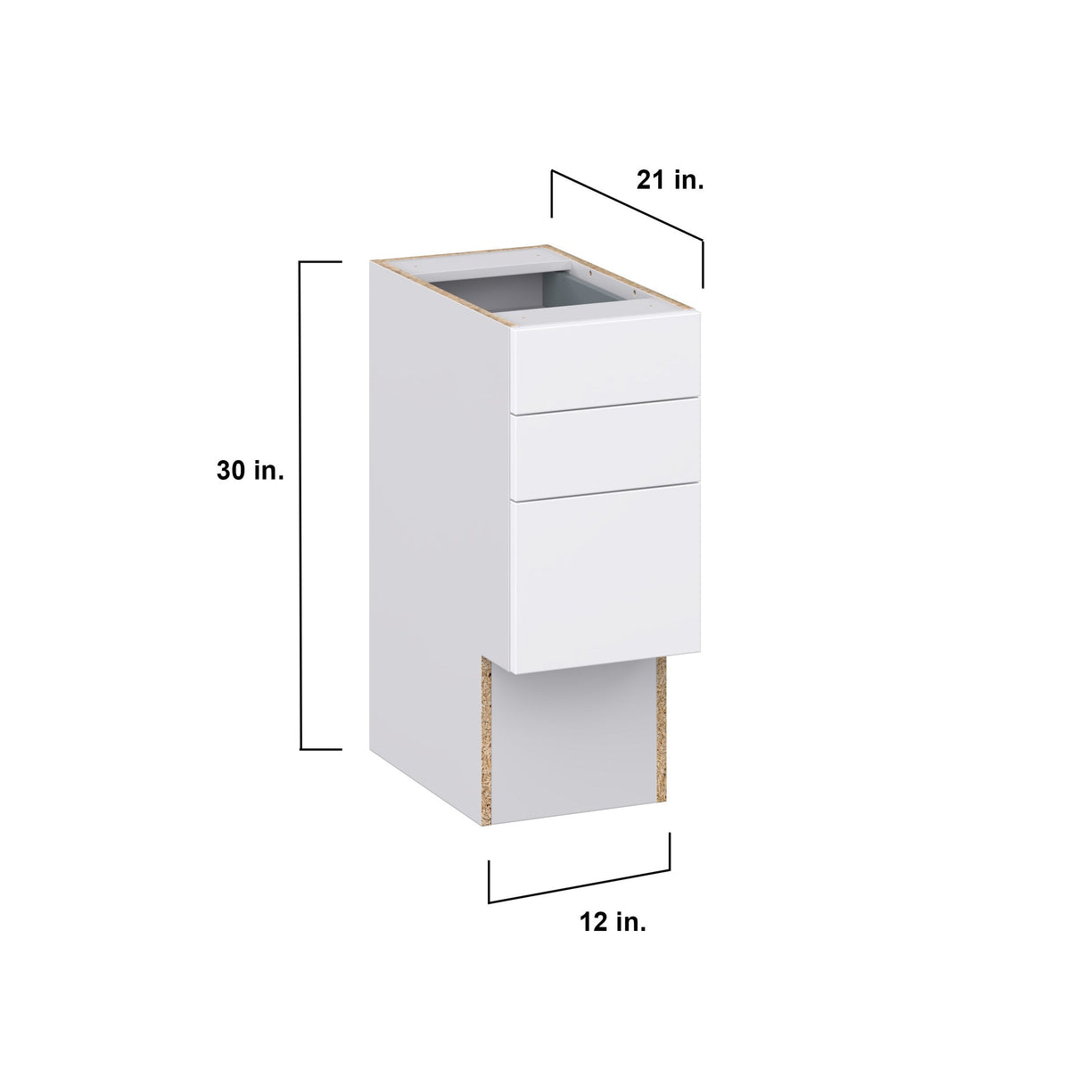 Hugo&Borg Lasalle 12-in W x 30-in H x 21-in D Bright White Slab 4-Drawer Base Fully Assembled Cabinet (Flat Panel Style)